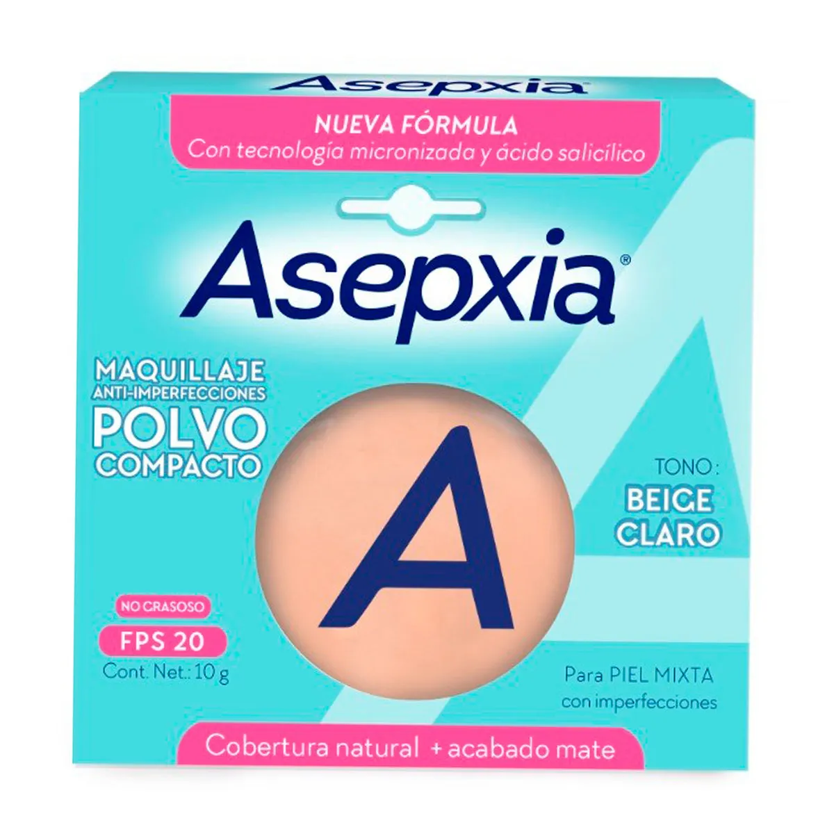 ASEPXIA MAQUILLAJE BEIGE CLARO POLVO X 10 G - Ecofarma