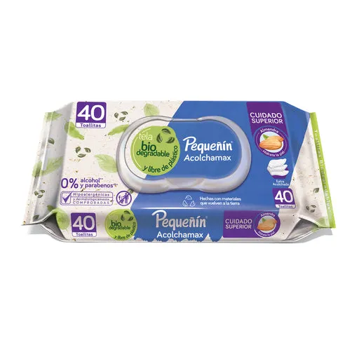 TOALLITAS HUMEDAS  PEQUEÑIN ACOLCHAMAX X 40 UNIDADES - Ecofarma
