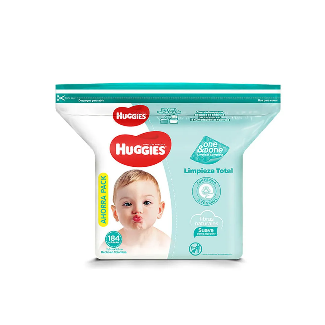 TOALLITAS HUMEDAS HUGGIES ONE DONE X 184 UNID. - Ecofarma