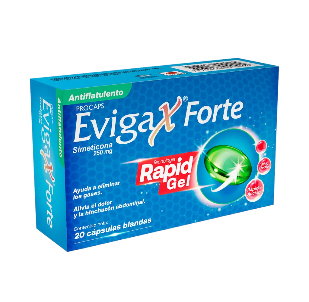 EVIGAX FORTE SIMETICONA 250 MG CAJA X 20 CAPSULAS BLANDAS - Ecofarma