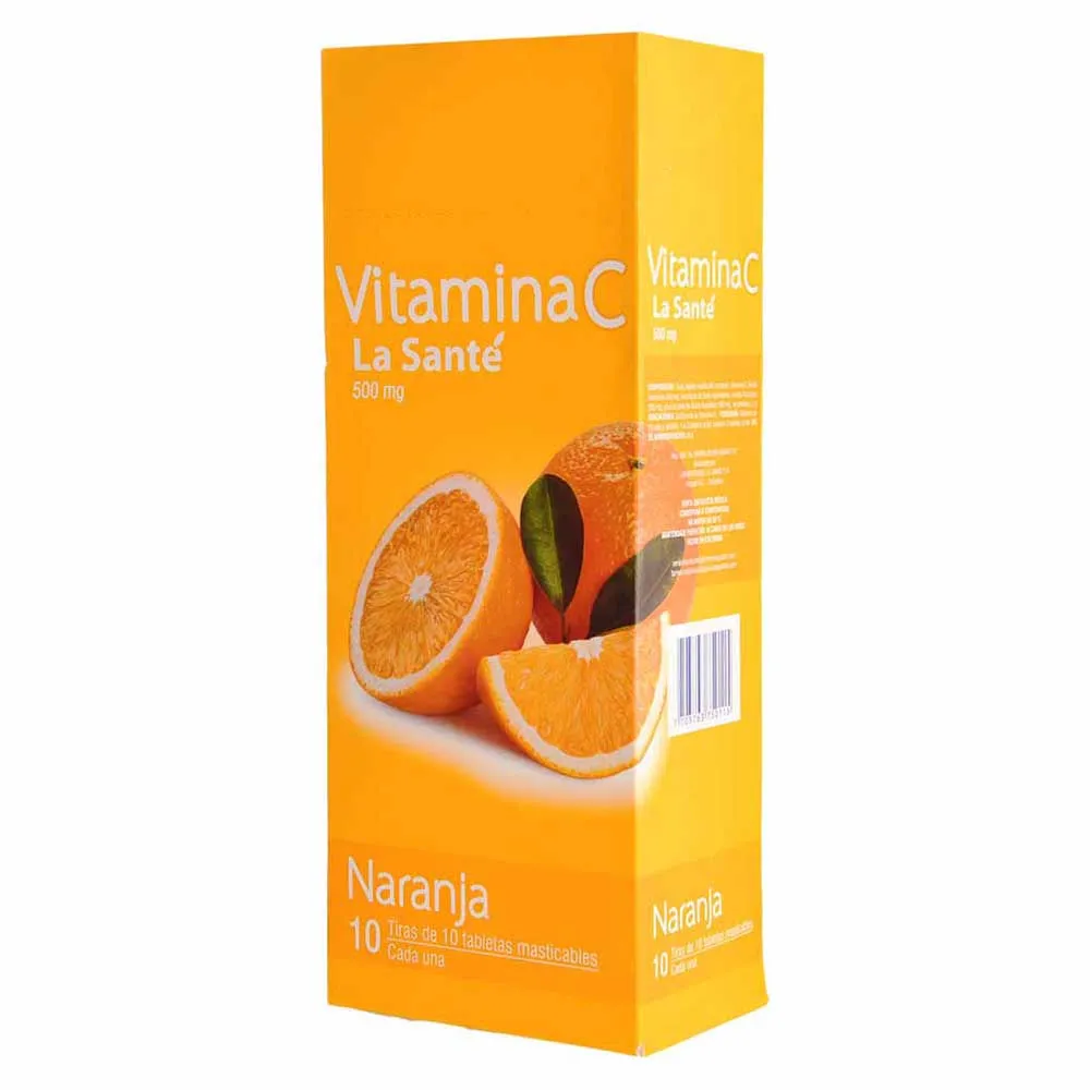 VITAMINA C 500 MG CAJA X 100 TABLETAS MASTICABLES - Ecofarma