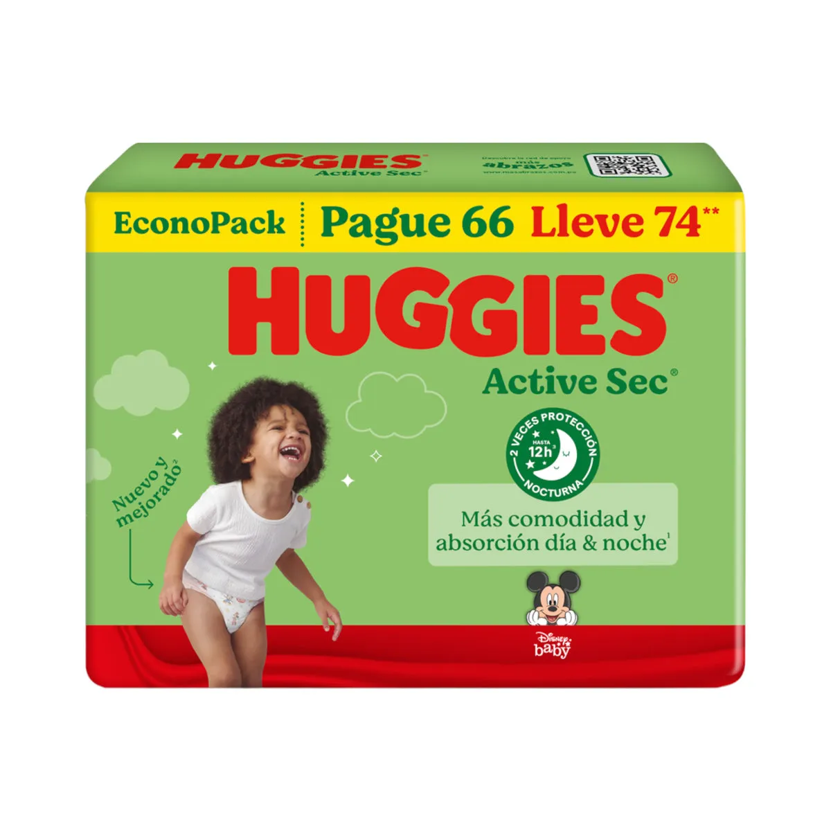 PAÑAL HUGGIES VERDE ACTIVE SEC XG MEGA X 74 PAÑALES - Ecofarma