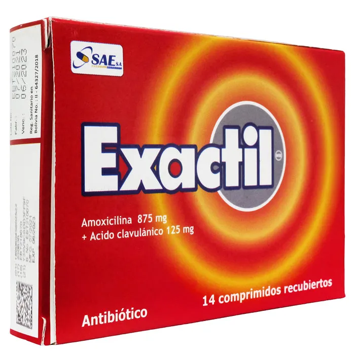 EXACTIL 875/125 MG CAJA X 14 COMPRIMIDOS - Ecofarma