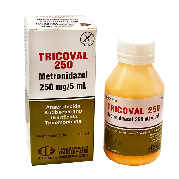 TRICOVAL METRONIDAZOL 250 MG SUSPENCION FCO X 100 ML - Ecofarma