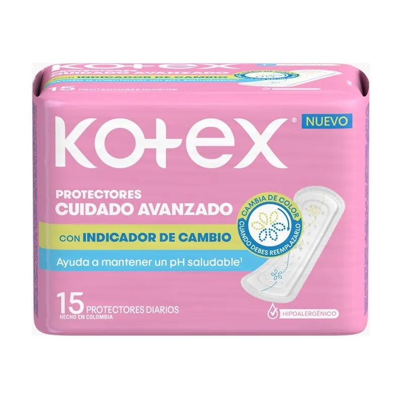 KOTEX DIARIOS CUIDADO AVANZADO ANTIBACTERIAL X 15 UNID. - Ecofarma