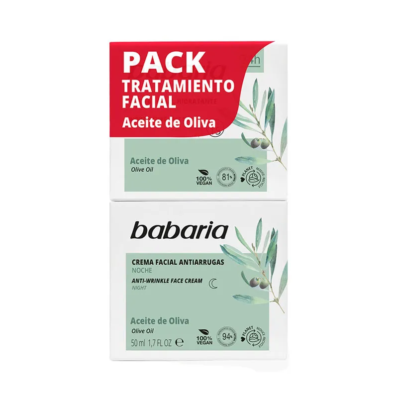 BABARIA PACK TRATAMIENTO CREMA FACIAL ACEITE DE OLIVA DIA Y NOCHE - Ecofarma