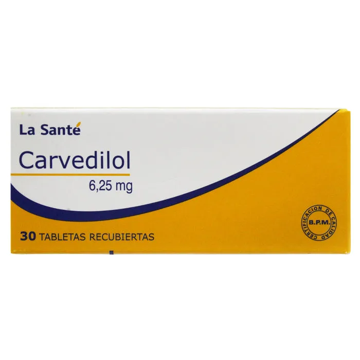 CARVEDILOL 6,25 MG CAJA X 30 COMPRIMIDOS - Ecofarma