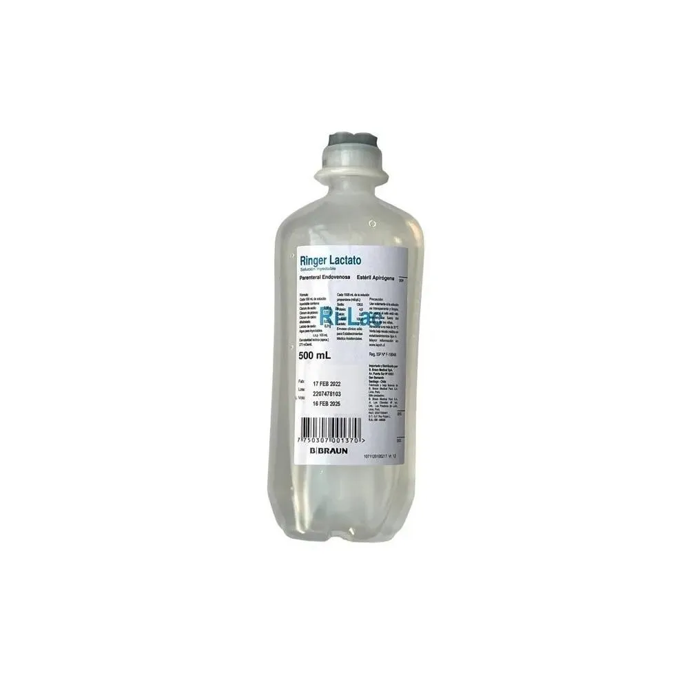 SUERO RINGER LACTATO HARTMANN BRAUN X 500 ML - Ecofarma