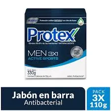JABON PROTEX MEN 3X1 ACTIVE SPORTS BARRA X 110 G - Ecofarma